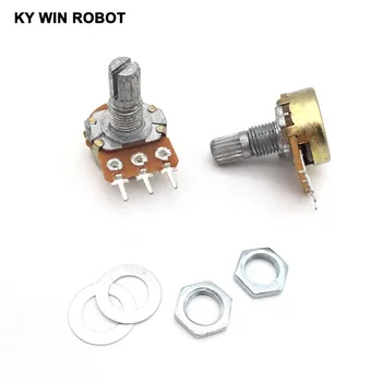 10pcs WH148 Linear Potentiometer 15mm Shaft With Nuts And Washers 3pin WH148 B1K B2K B5K B10K B20K B50K B100K B250K B500K B1M governor dimmer board b500k potentiometer 220v 300w