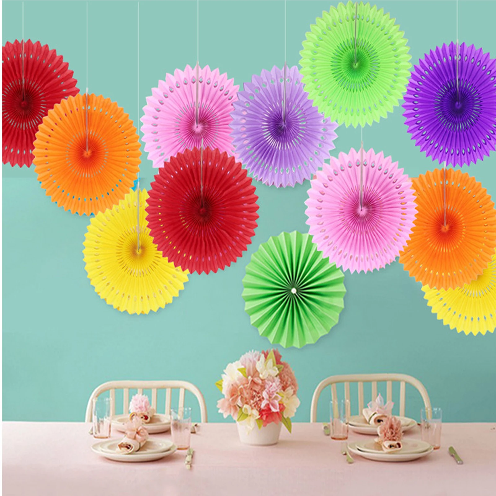 Тканевая бумага веер цветок висячие Pinwheels Pompom круглые фонарики ремесло для DIY