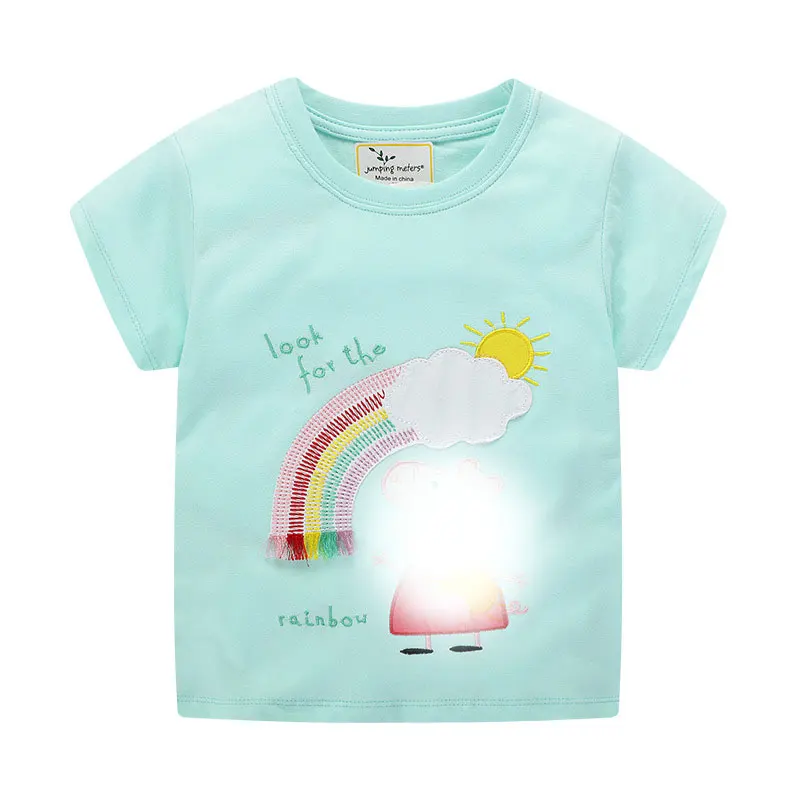 

girls cartoon t shirts embroidery fashion cotton children short sleeves baby t shirt hot selling kids t shirt