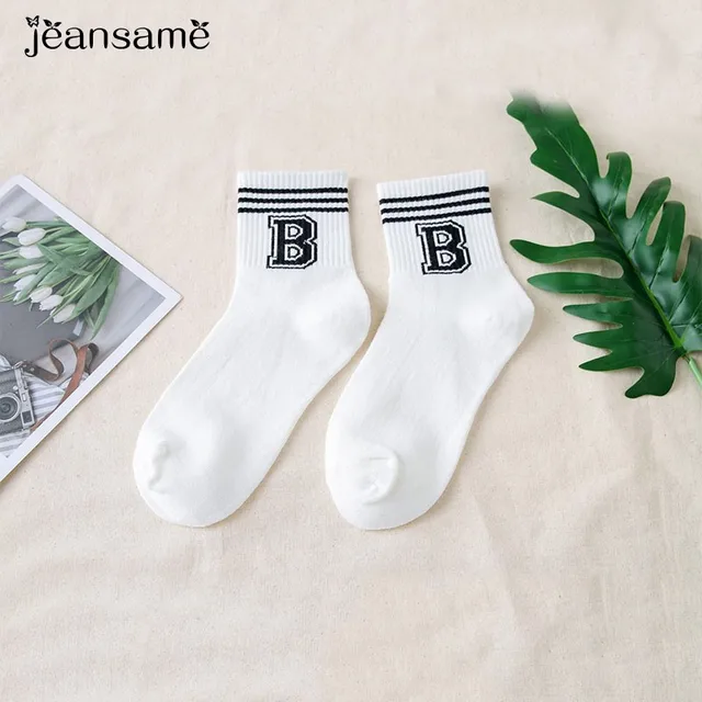 Comfortable Cotton Socks Stylish Casual Breathable Short Blend elastic Warm Wear Resistant lady thermal  invierno mujer cute White B