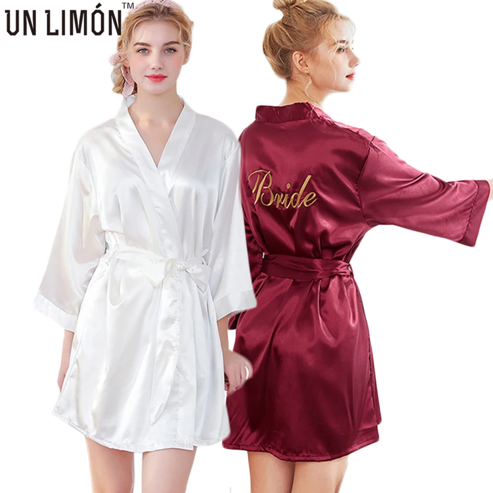 

UNLIMON Womens Sexy Stain Nightgown Half Sleeve Bridesmaid Robes Silk Pyjamas