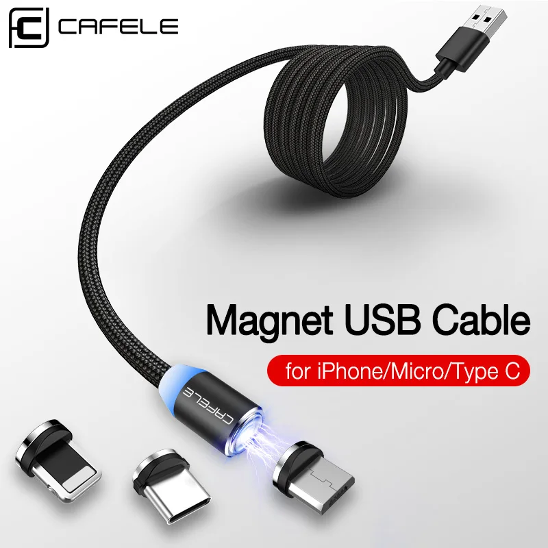 

CAFELE Magnet Cable Charger for iPhone Micro Type C USB Cable for Redmi Note 7 iPhone 6 7 8 XS MAX XR Huawei Lighting Cable