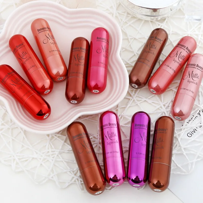 1PC Matte Lipstick Moisturizer Lips Smooth Lip Stick Long Lasting Lip Makeup Cosmetic 12 Colors Waterproof Natural