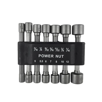 

(14Pcs) Power Nut Driver Drill Bit Set Metric Socket Wrench Screw 1/4Inch Driver Hex