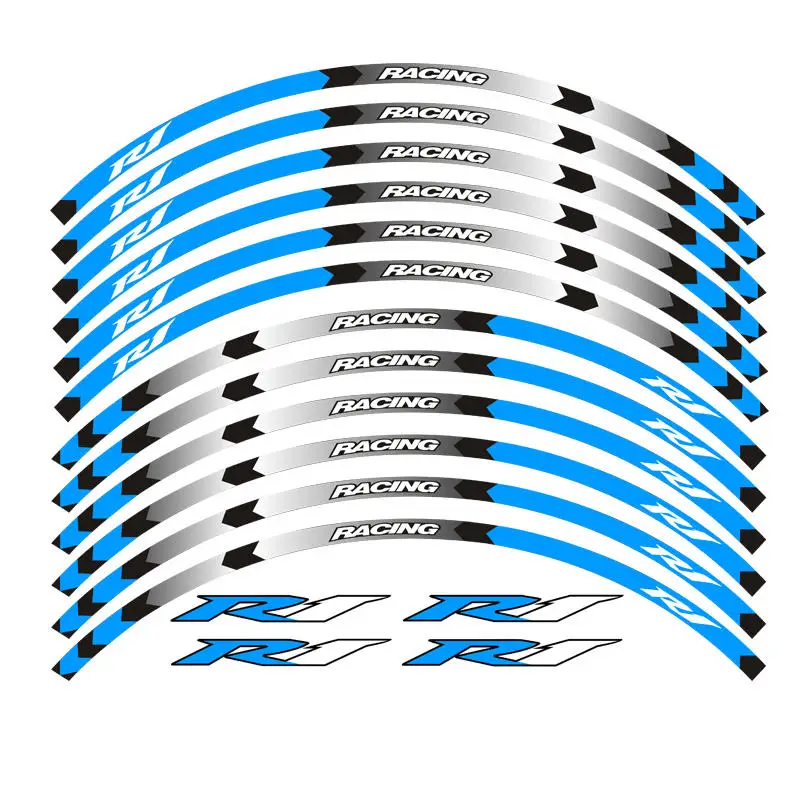 Новая мотоциклетная наклейка 12 шт. подходит для колес мотоцикла Наклейка Полоса Светоотражающая оправа для Yamaha YZF R1
