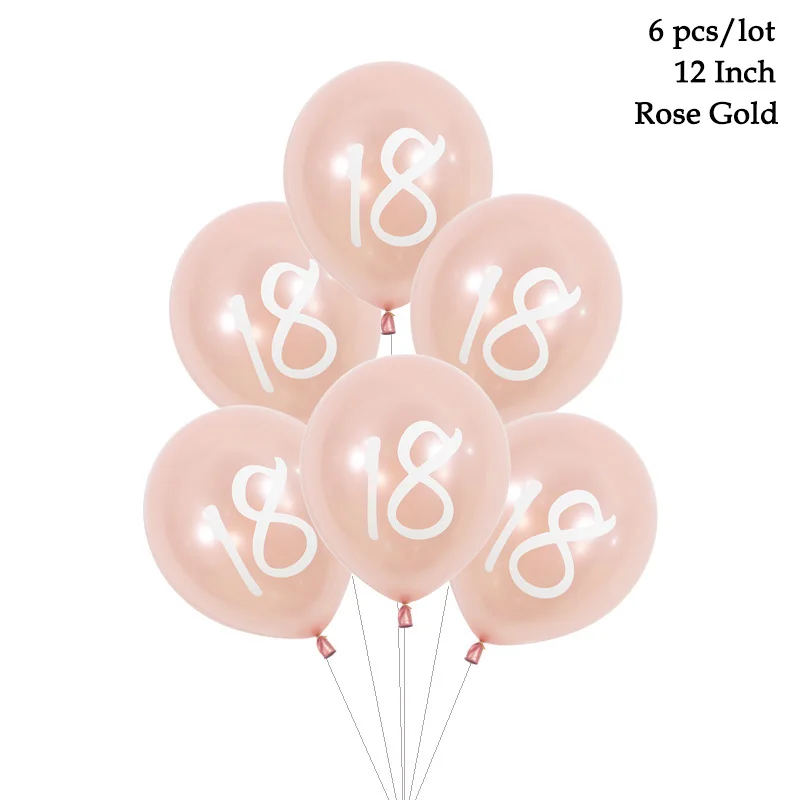 Розовое золото с днем рождения воздушные шары, 16, 18, 20, 21 30 40 50 60th праздничных воздушных шаров "21st для девушек и женщин с днем рождения баннеры-Декорации для вечеринки - Цвет: 18th balloon