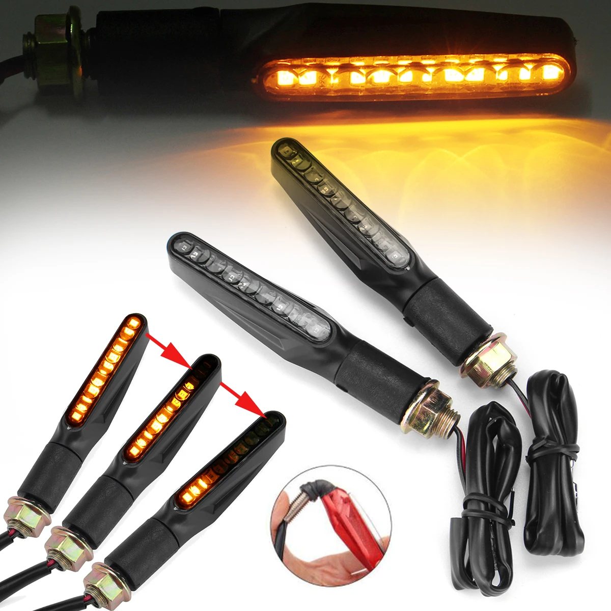 

2pcs Flowing Universal Waterproof Motorcycle LED Direction Indicators Light Turn Signal Light Amber Lamp For Honda for YAMAHA