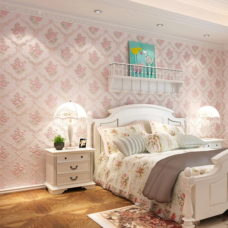 Thicken Non-woven Pastoral Floral Wallpaper roll papel de parede 3D Wall Paper Mural Wall paper for living room papel contact