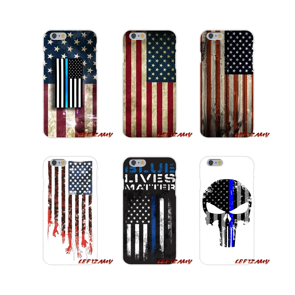 Тонкий синий флаг США полицейский череп для iPhone X XR XS MAX 4 4S 5 5S 5C SE 6 S 7 8 Plus ipod touch