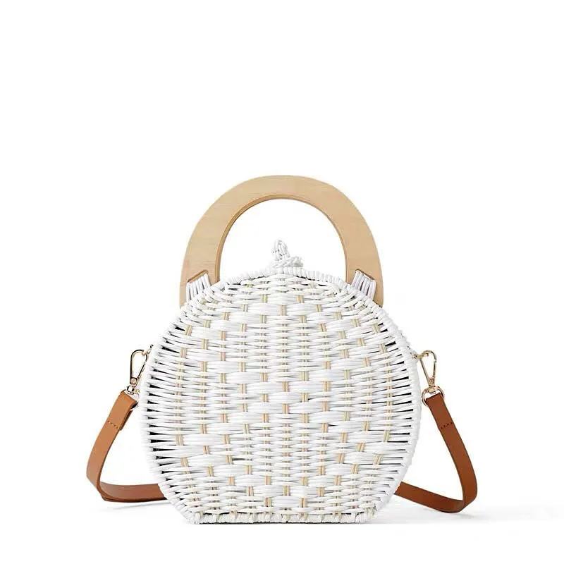 Round Straw Bags for women 2018 new Summer Rattan shoulder Handbags Circle white Handmade Woven Beach Bag ladies bags travel Round Straw Bags for women 2018 new Summer Rattan shoulder Handbags Circle white Handmade Woven Beach Bag ladies bags travel