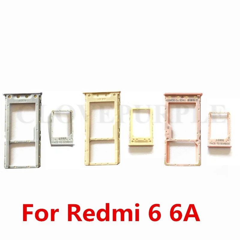 

10pcs/lot Sim1 SIm2 Big Small Sim Card Reader Holder For Xiaomi Redmi 6 Sim card Tray Slot Socket Adapter For Redmi 6A