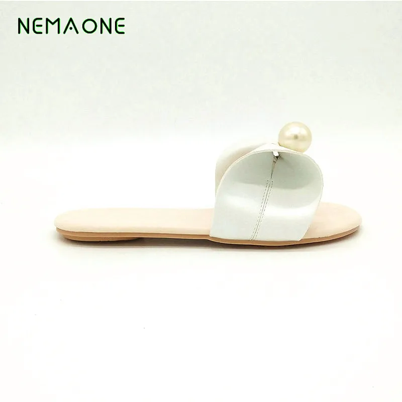 NEMAONE/Новинка года; женские Вьетнамки; пляжные сандалии; модные шикарные шлепанцы; Летняя женская обувь на плоской подошве; женские сандалии на плоской подошве; Размеры 33-43