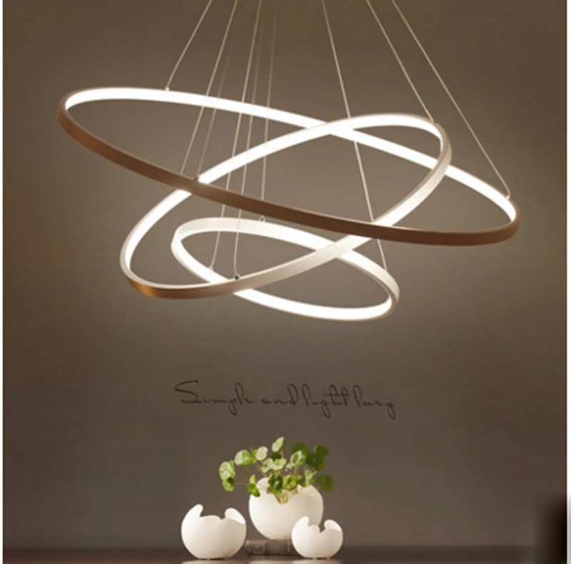 

ZYY Modern Simple Aluminum Circular LED Ring Pendant Light Nordic Creative Circle Living Room Restaurant LED Chip Lighting Free