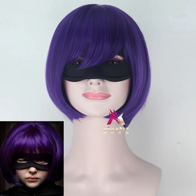 Kick Ass Hit Girl Cosplay Wig Chloe Grace Purple Role Play Hair