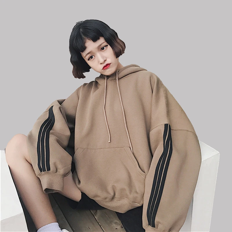 Skup Bluzy damskie bluzy 2018 sweter zimowy grube luźne kobiece studenckie dresy Harajuku Splice Retro w stylu bf Hip topy N