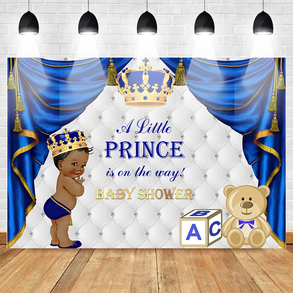 Фон для фотосъемки Baby Shower Королевский Синий Маленький принц фото фон Золотой Выращенный милый Серебристый Фон для Royal Baaby