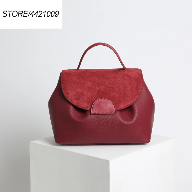 

2019 Retro design handbag 100% genuine leather Lady bag female First layer Cowhide Commuting Shoulder Messenger Bag Doctor bag
