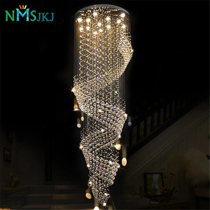 

Long Size Crystal Chandelier Light Fixture for Lobby, Staircase Lustre, Stairs, Foyer Large Crystal Lmap Stair Lighting