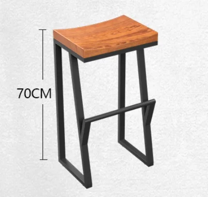 10% Ретро Барный Стул из кованого железа барный стул из цельного дерева барный стул креативный высокий стул барное кресло для отдыха переднее кофейное кресло - Цвет: 70cm high