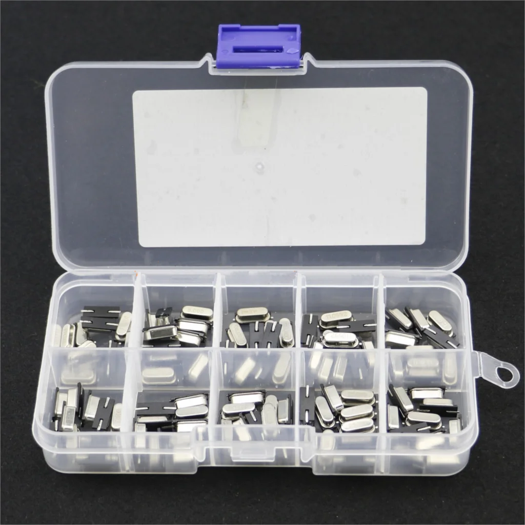 

10Values HC-49S Quartz Resonator SMD Crystal Oscillator Kit 4MHz 6MHz 8MHz 12MHz 16MHz 24MHz 25MHz 48MHz 2Pin diy electronic set