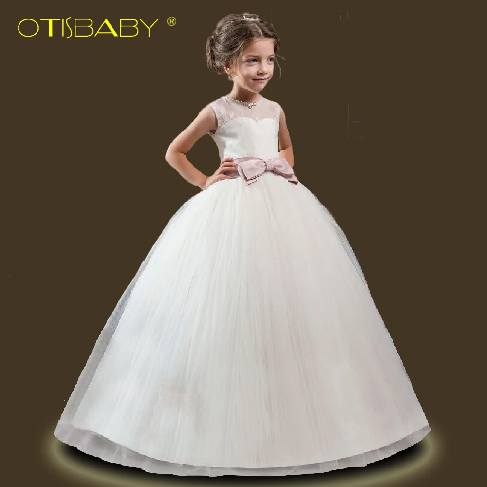 Детские красивые платья для девочек; коллекция года; элегантное пышное белое платье трапециевидной формы для девочек-подростков; Свадебный вечерний Выпускной костюм