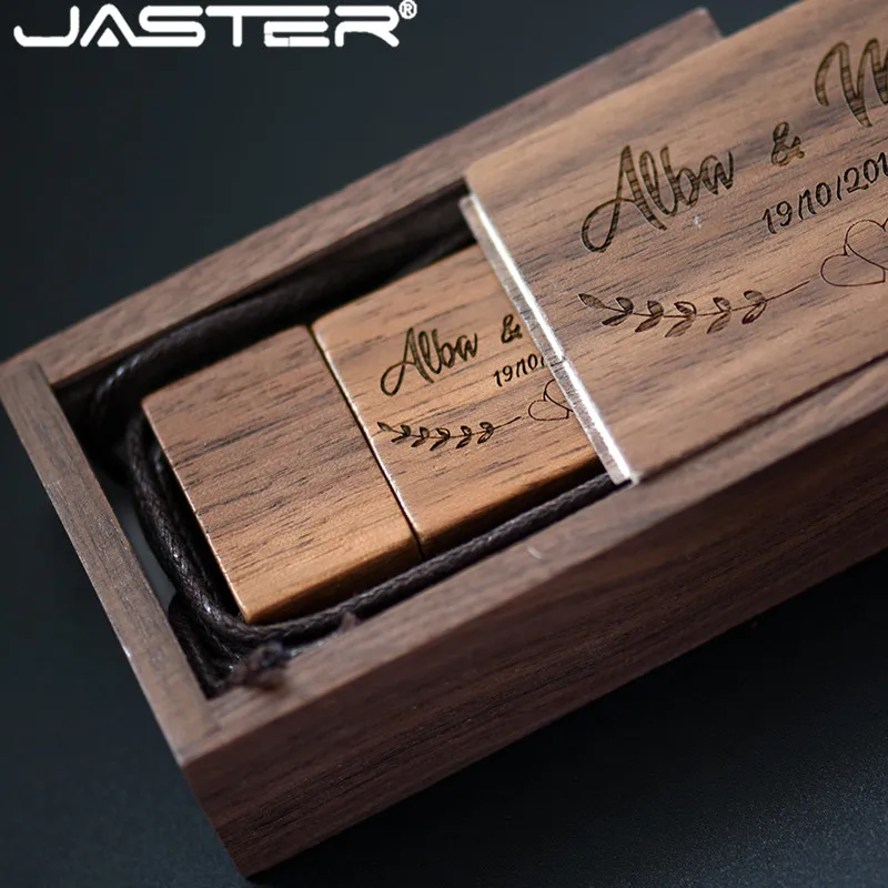 JASTER из натурального дерева орех usb+ Свадебная подарочная коробка usb флеш-накопитель 4 ГБ 8 ГБ 16 ГБ 32 ГБ 64 ГБ usb флешка