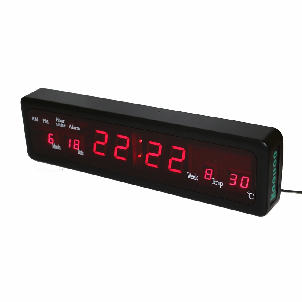 Настольные электронные будильники, цифровой светодиодный настенные часы с внутренним температурным календарем, датой недели, колокольчиком, красным дисплеем