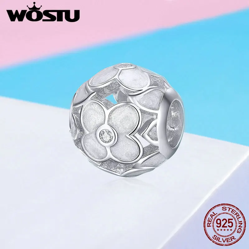 

WOSTU High Quality 925 Sterling Silver Lucky Clover Charms Bead fit Anniversary DIY Bracelet Bangle Fashion Jewelry Gift FNC025