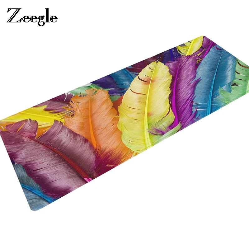 Zeegle Anti-slip Kitchen Mat Long Bath Carpet Feather Pattern Modern Entrance Doormat Absorbent Bedroom Living Room Floor Mats Zeegle Anti-slip Kitchen Mat Long Bath Carpet Feather Pattern Modern Entrance Doormat Absorbent Bedroom Living Room Floor Mats
