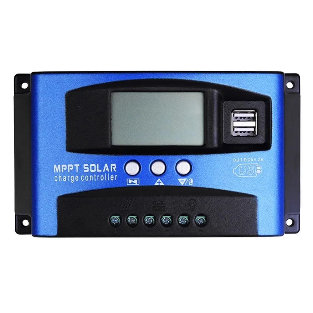 

30A/40A/50A/60A/100A 12V 24V Auto Work Solar Charge Controller PWM With LCD Dual USB Output Solar Cell Panel Charger Regulator