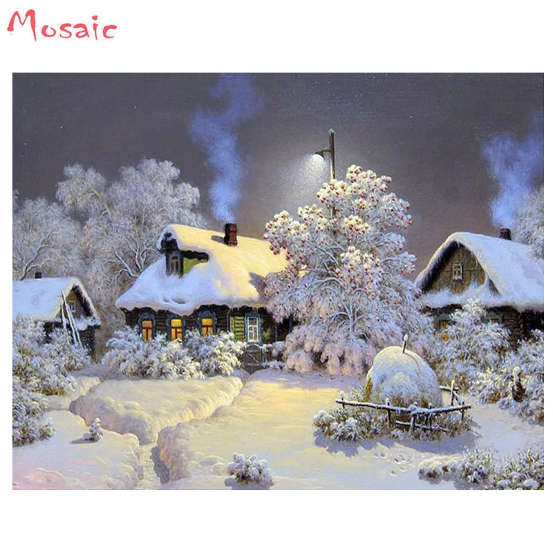 30x40 см рукоделие алмазная живопись красивый снежный зимний пейзаж Алмазная вышивка все сверла Стразы мозаика картина