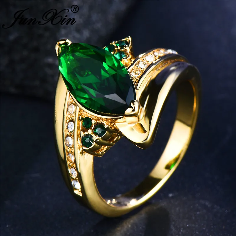 Buy JUNXIN Luxury Brand Male Green Stone May Birthstone Rings For Mens Women