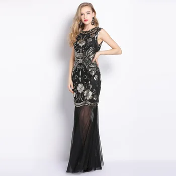 

Hot Selling Sexy High Neck Night Prom Ball Dress Sleeveless Maxi Evening Gown Dress For Ladies