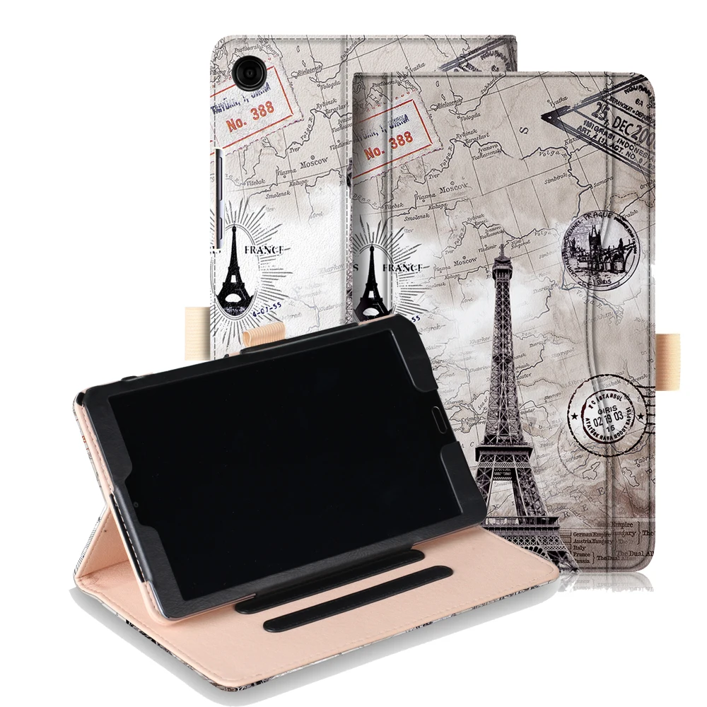 Роскошные из искусственной кожи Стенд чехол для huawei Mediapad M5 8,4 дюйма SHT-AL09 SHT-W09 печатных Smart Cover с ручной ремешок и слот для карт