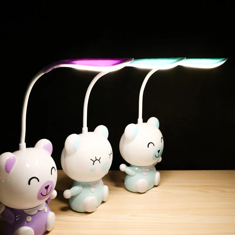 Creative LED Cartoon Children Eye Protection Desk Lamp Dimming Flexible Reading Book Light USB portable lighting table lamp80803 | Лампы и