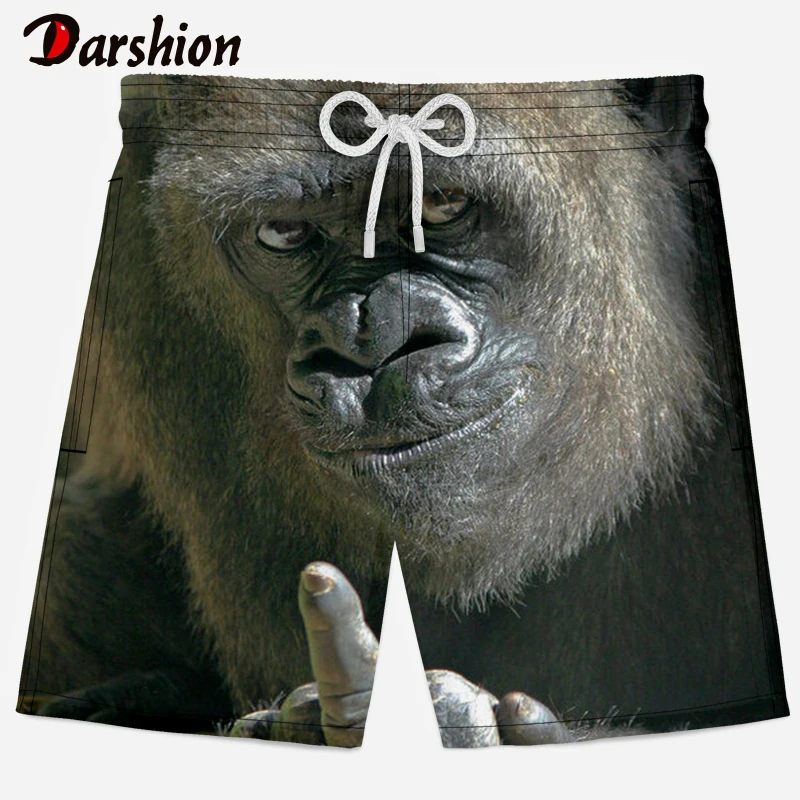 

Casual 3D Monkey Print Men Shorts Breathable Quick Dry 3d Animal Printed Shorts Men 2019 New Summer Men Beach Shorts XS-4XL