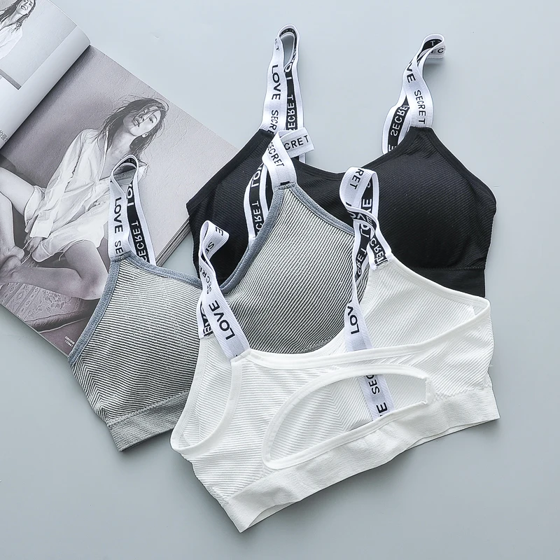 

Women Fashion Crop Top Cropped Striped Padded Bra Tank Top Vest Fitness Stretch Women's genie Workout Bras