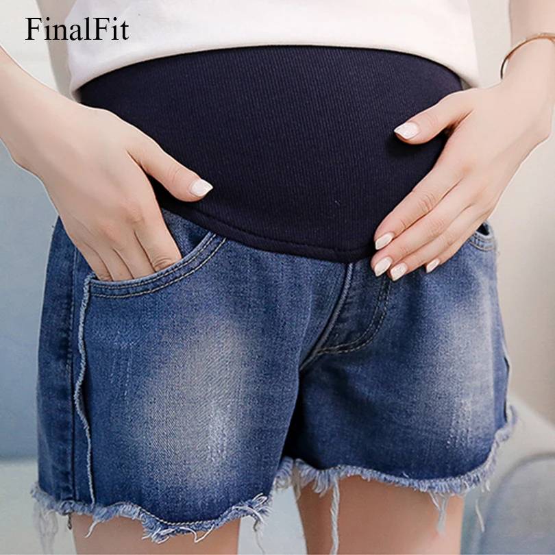 

M-2XL Blue Denim Maternity Short Jeans Soft Comfortable Pregnant Woman Belly Shorts Moderate thickness