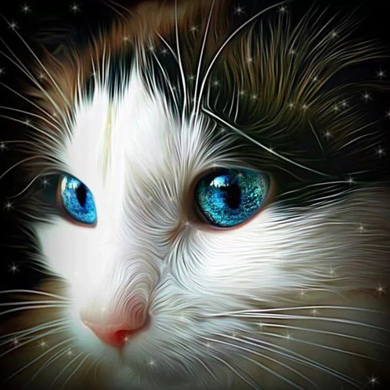 Full Drill Square Diamond 5D DIY Painting&quotCat head portrait&quotDiamond Embroidery Cross Stitch Rhinestone Mosaic Painting | Дом и сад