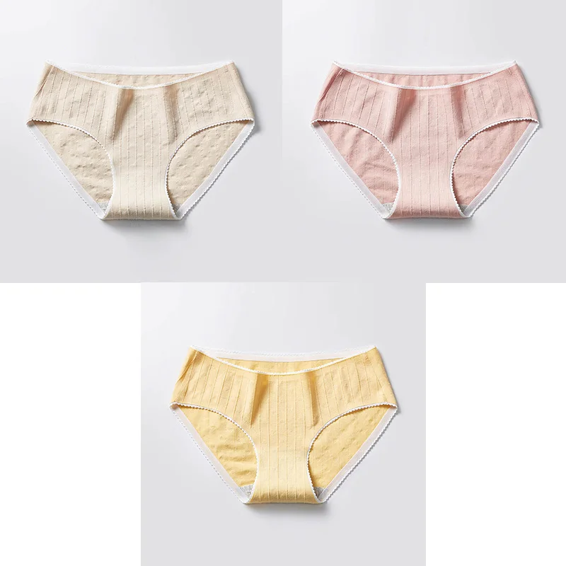 3 Pcs Cotton Briefs Woman Panties Low Waist Breathable Antibacterial Female Panties Brand Quality New Briefs Underwear For Women - Цвет: Nude Pink Yellow