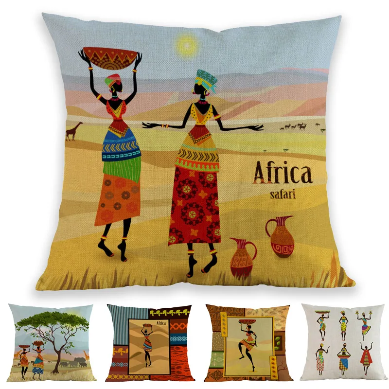 Africa Life Custom African Woman Jar Safari National Costume Pattern