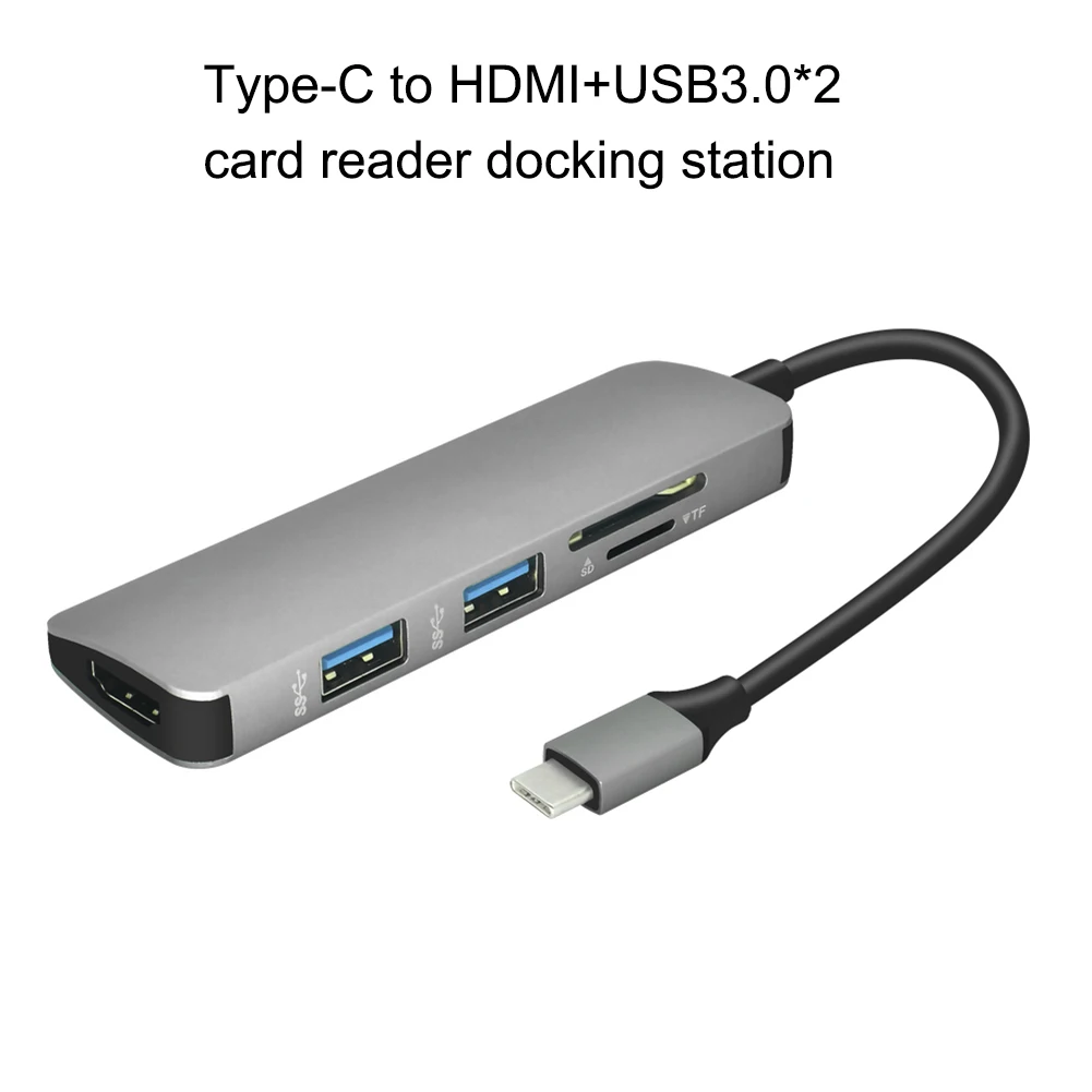 Новый 5 в 1 USB C концентратор USB-C к HDMI USB 3,0 SD/TF кардридер адаптер для Mac Book Pro samsung Galaxy Thunderbolt 3 USB-C зарядное устройство