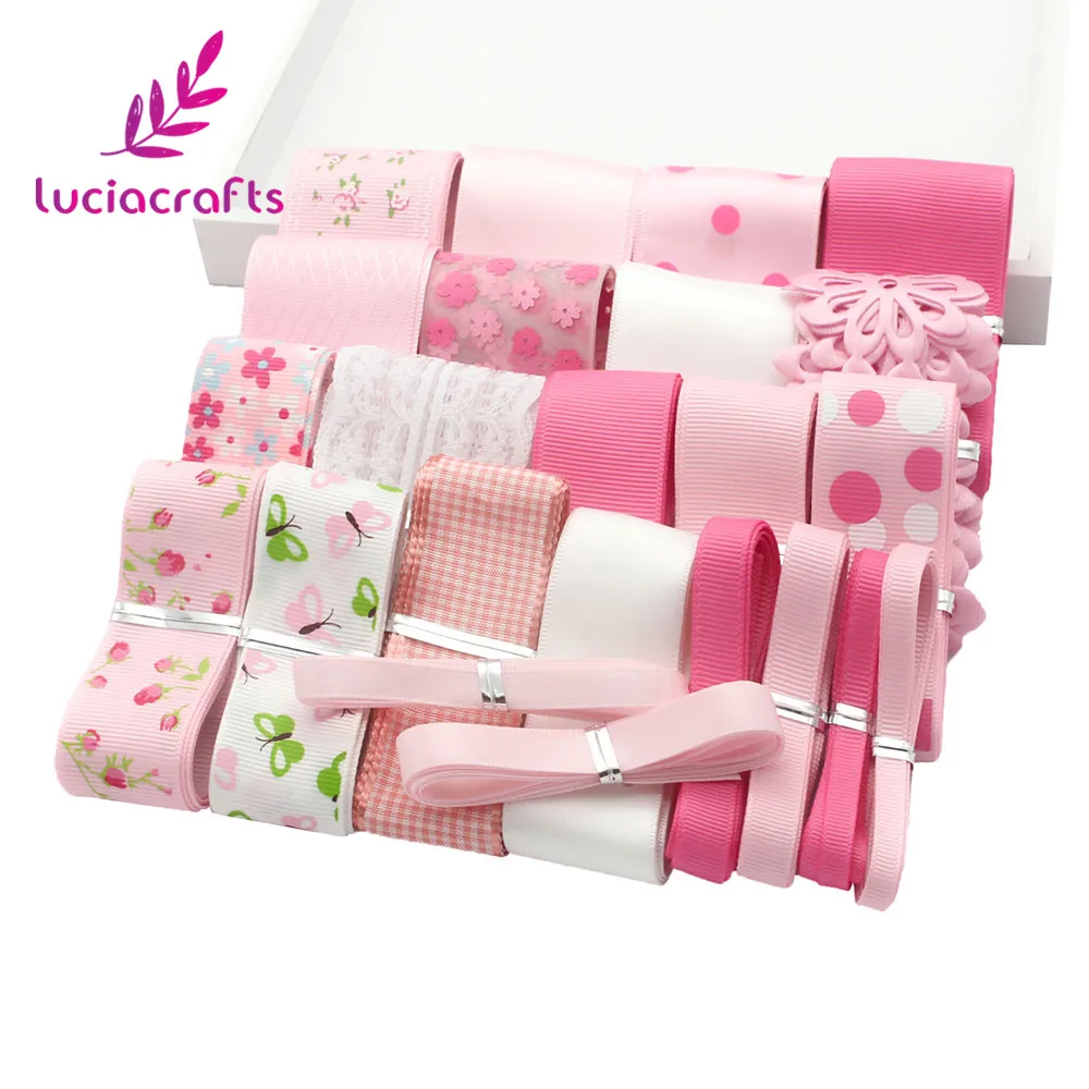 

Lucia crafts 23yards 6-40mm Mix Satin/Grosgrain/Organza Ribbon Set Trim Lace DIY Wedding Packing Hairbow S0609