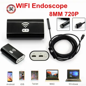 

New 8mm Wireless Wifi Endoscope Camera Android 720P Iphone Borescope Camera Endoscopio Hard Tube and Software APP