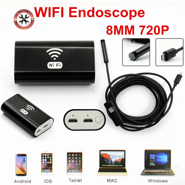 New 8mm Wireless Wifi Endoscope Camera Android 720P Iphone Borescope Camera Endoscopio Hard Tube
