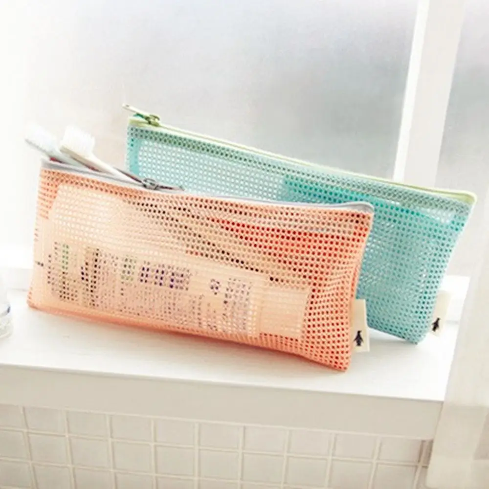 

1pc Small Mini Women Mesh Cosmetic Bag Toothbrush pencil lipstick Makeup Make up Organizer Bag light Clutch Case