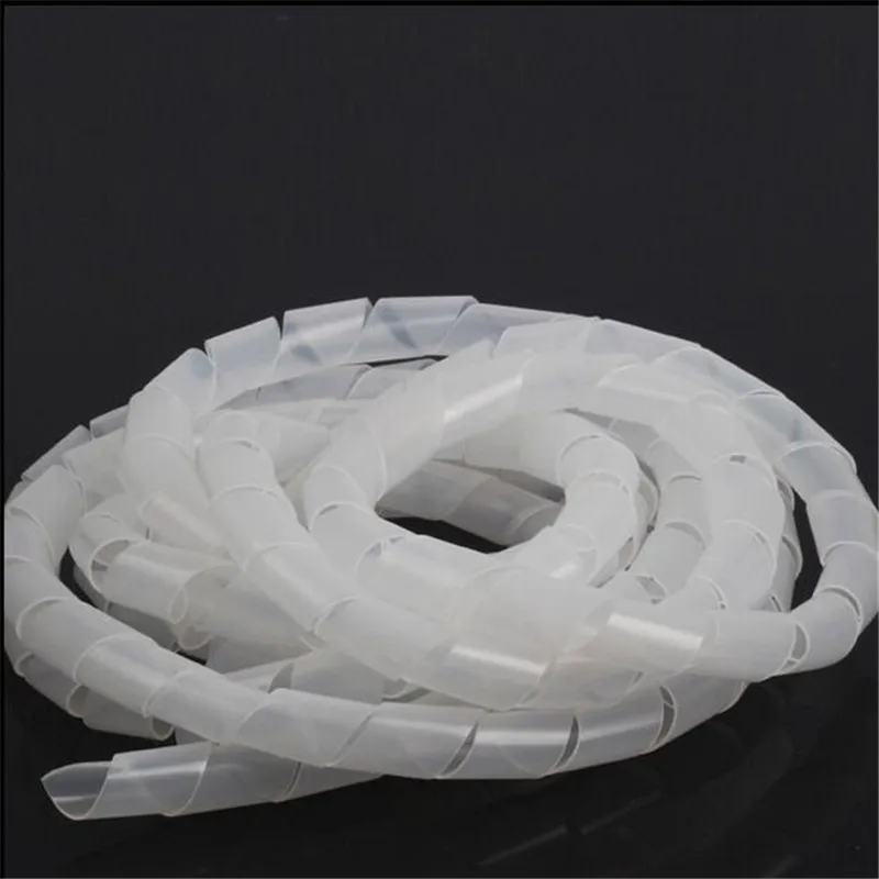 Dia 6-20mm PE Plastic White/Black Winding Pipe Bundle Line Hose Wire Protection Finishing Collection Line Protector Cable Sleeve