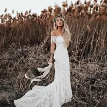 Полностью кружевное свадебное платье, портрет, Русалка, свадебные платья, новинка, на заказ, пляжные, Vestidos De Novia, элегантные