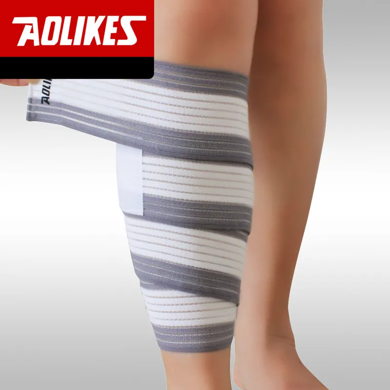AOLIKES 90 см высокие эластичные наколенники Нейлон Локоть повязка на ногу Универсальный Elastica бег баскетбол спортивная лента безопасности - Цвет: white gray