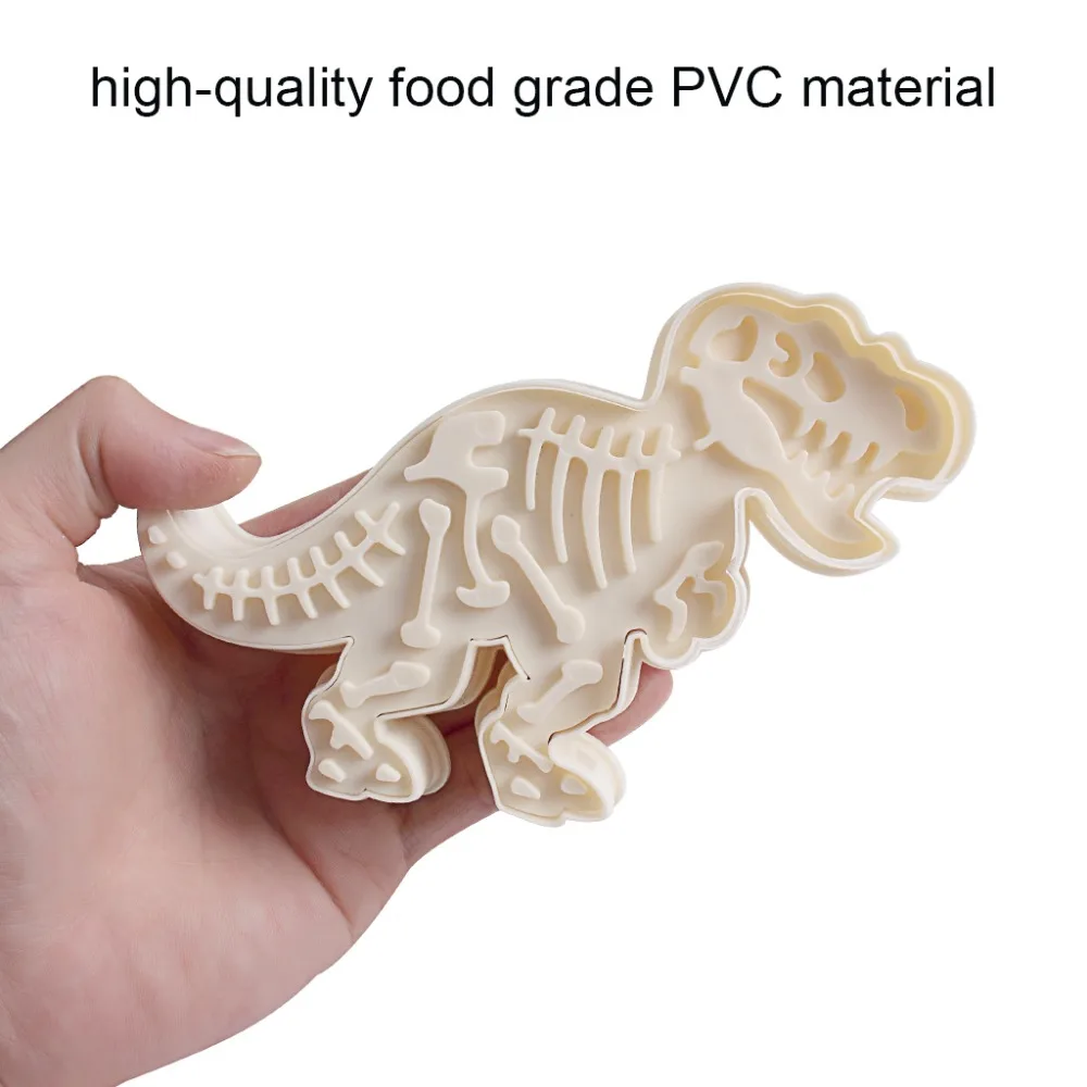 Jurassic Dinosaur Cookie Molds 3 Dinosaur Fossil Cookie Cutters Set Of 6Pcs PVC Stegosaurus Tyrannosaurus Rex Triceratops Molds (3)